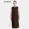 PORTS Sleeveless A-Line Wool Blend Dress