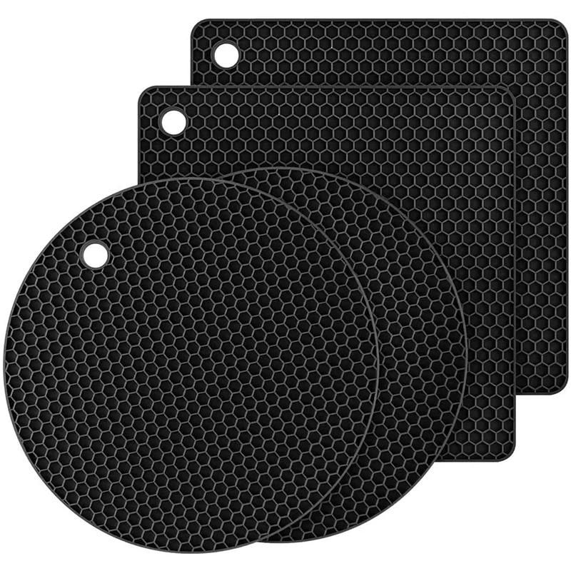 4Pcs Silicone Trivets for Hot Pots and Pans Heat Resistant Trivet Mats Hot Pads Spoon Rest Large Coasters