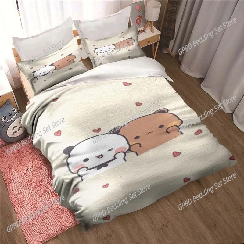 Bubu Dudu Cartoon Cute Bear Kawaii Comfortable Duvet Quilt Cover Pillowcase Bedding Set Children Bedroom Decoration Home Textile