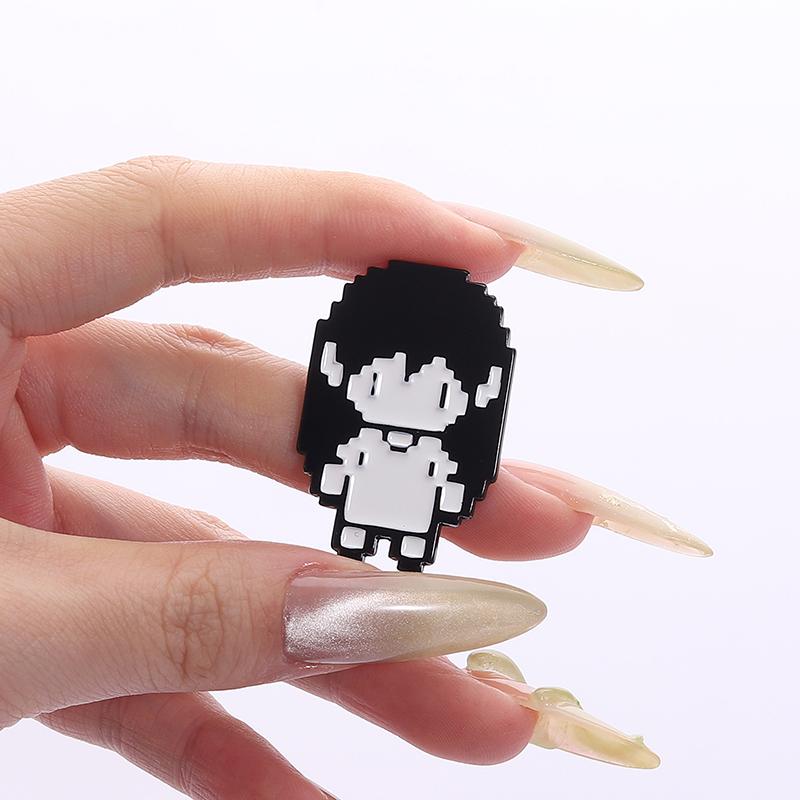 RPG Game Omori Pixel Figure Enamel Pin Anime Cosplay Omori Aubrey Kel Hero Sunny Metal Brooches Lapel Badge Funny Jewelry Gifts
