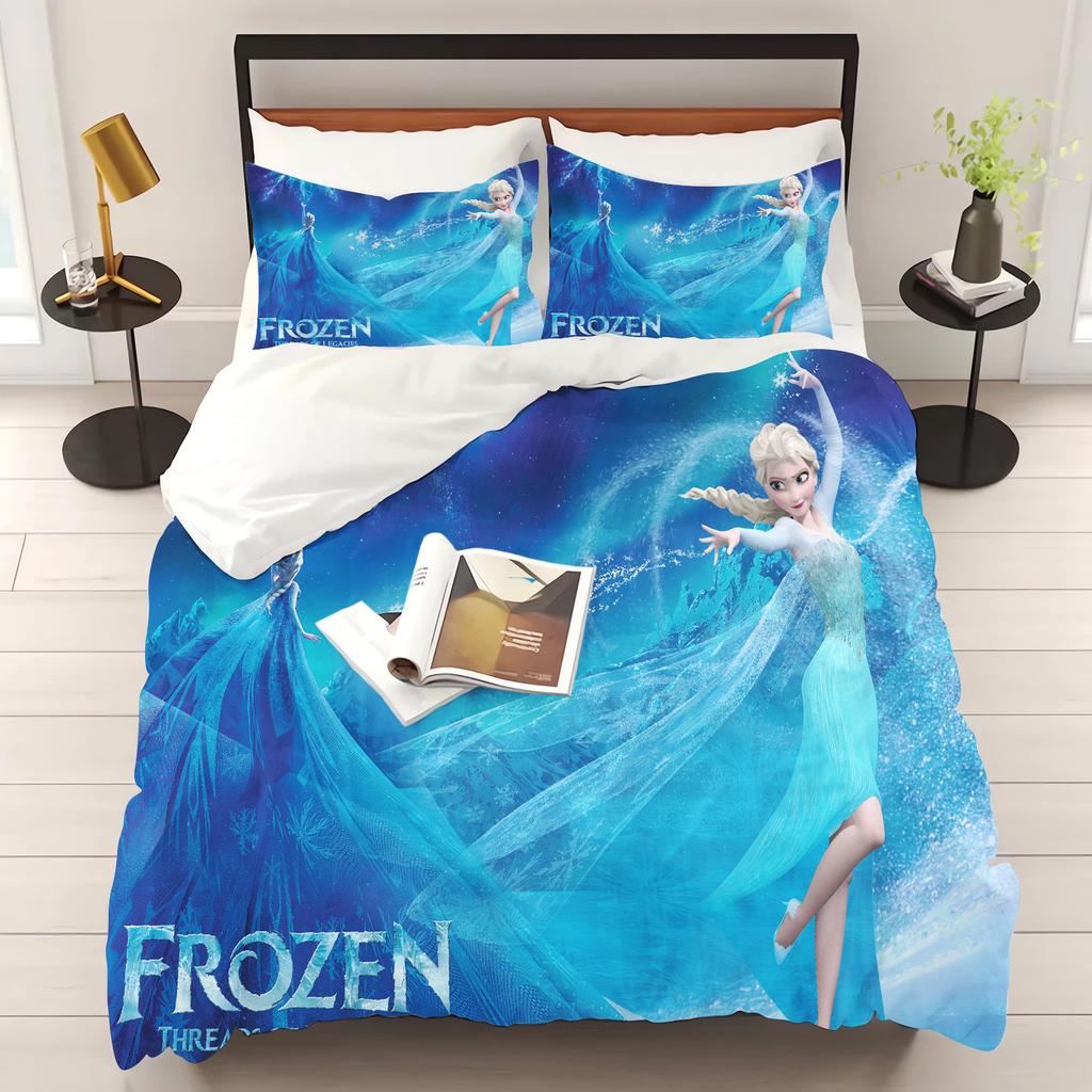 Prinzessin Elsa Frozen Aufdruck Schlafzimmer Bettwäsche Set Bettbezug Weihnachtsgeschenke Komfort Cartoon Mit Kissenbezug