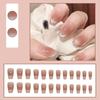 24Pcs Cat'S Eye Gradient Blush Glitter Fake Nails With Glue Faux Fingernails Press On Wearable Removable False Nails