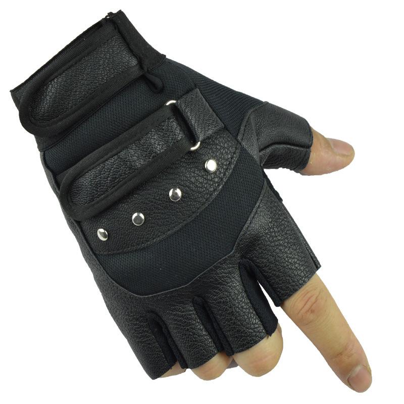 

Military Fan Tactical Leather Gloves Men and Women Half Fingers Exposed Sports Outdoor Special Forces Training Fitness Gloves Cycling and Climbing One size