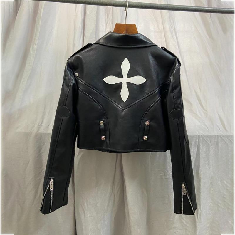 Cool and Hot Girl Motorcycle Leather Jacket Women's Fashionable Autumn New Style Slim Short Street Pu Leather Jacket