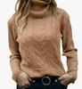 European Retro High Neck Knit Pullover - Women's Long Sleeve Sweater (Solid Color, Autumn/Winter)