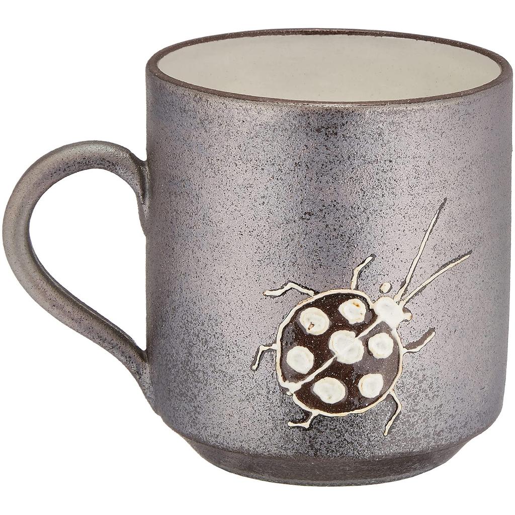 Maeken Kyo-yaki, Kiyomizu-yaki, Seiho-gama Mug, Approx. 250ml, Happiness Series, Ladybug Design, Yakishime, Made In Japan