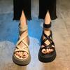 Summer Women Sandals Women's New Hollow Open Toe Shoes Fashion Casual Sandals Female Designer 2026 Platform Flat Roman Shoes