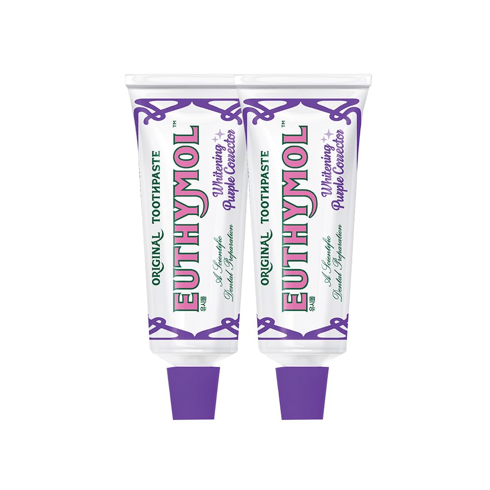 EUTHYMOL Whitening Purple Corrector Toothpaste, 106g (Set of 2) *Not Peach Scented, Dense Foam, Easy To Use, Cool Mint, Refreshing, Bad Breath Care