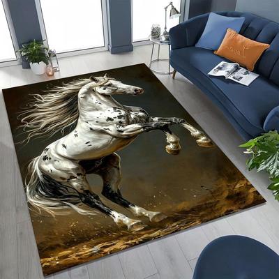 Dream Gallop Steed Horse Mustang Cartoon Art Carpet Rug for Bedroom Living Room Sofa Home Doormat Decor,Kids Non-slip Floor Mat