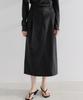 AWOKOMOSEU Two-Button Tuck Skirt (Charcoal) Orc 6092