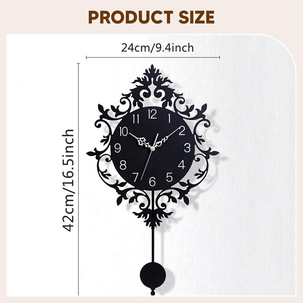 Wall Hanging Clock with Pendulum Silent European Style Stylish Acrylic Modern Decorative Clock for Study Bedroom Home Decor