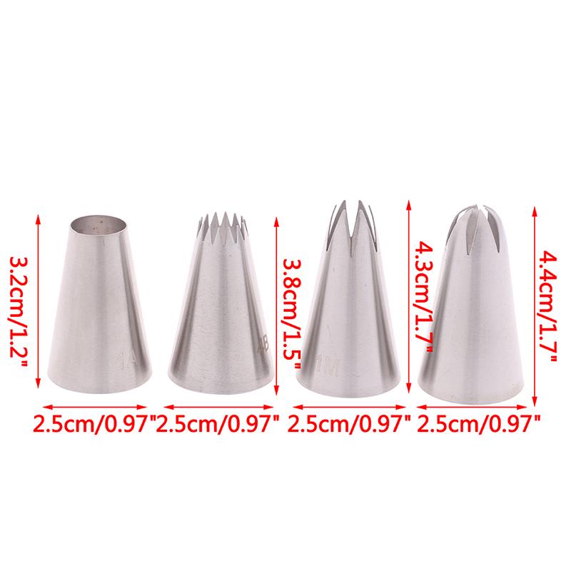 4 Stück Große Spritztüllen Gebäckspitzen Backwerkzeuge Kuchen Set Edelstahl