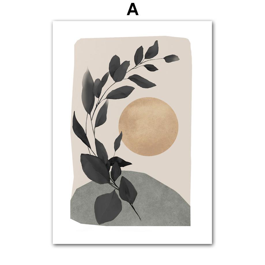 Bohemian Sun Leaf Geometry Nordic Abstract Art Plakaty Druki Sztuka Ścienna Malarstwo na Płótnie Hotel Bar Obrazy Do Wystroju Salonu