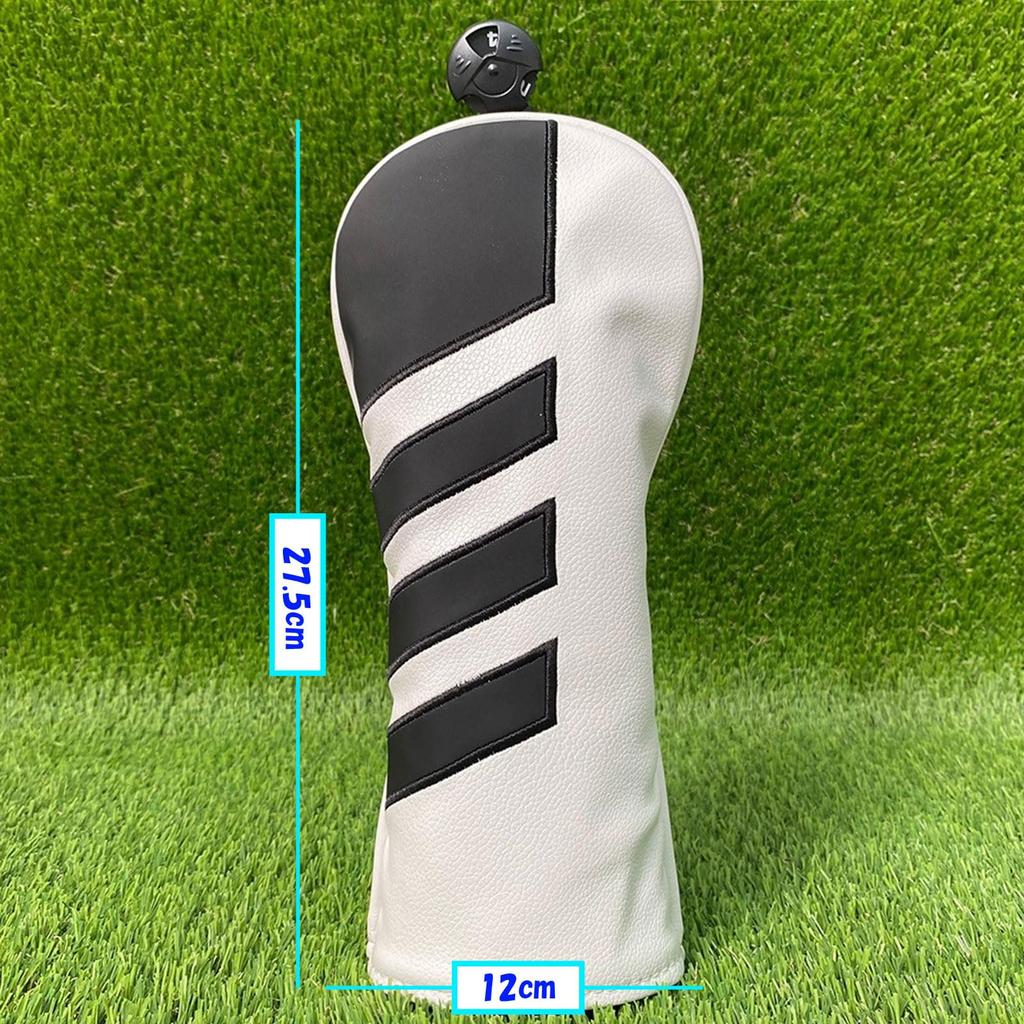 Golf head cover, single item, PU leather, white x black,