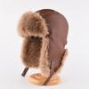 Winter Warm Faux Leather Aviator Hat With Ear Protection Unisex Thick Fur Lined Cap Cold Weather Riding