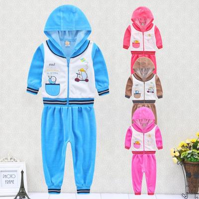 Kid Baby Girls Boys Infant Clothing Velvet Zipper Winter Spring Set Piece Long Sleeve Kidswear Aapparel