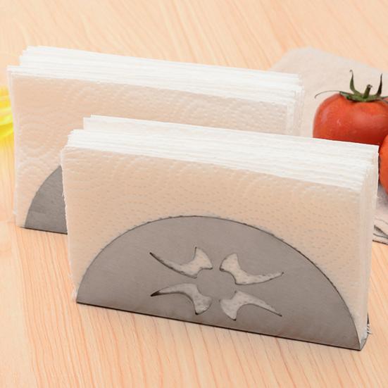 Yousheng Halbkreis-Taschentuchhalter mit Hohlmuster, robuster Edelstahl, Esstisch, Papierhandtuch, Serviettenclip-Spender, Organizer, Haushaltsbedarf