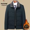 Veste d'hiver épaisse en coton doublée polaire pour hommes Woodpecker avec col en fourrure pour personnes âgées