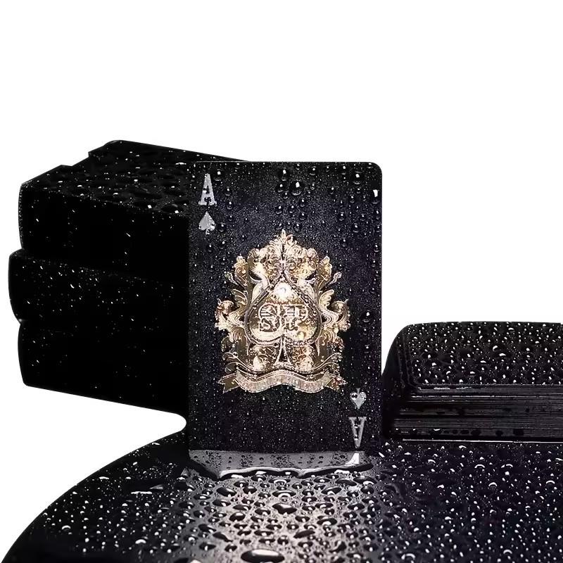Sınır Ötesi Kart Oyunları İçin Altın, Gümüş ve Siyah Folyo PVC Poker Oyun Kartları