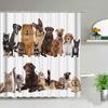 Cat Dog Cow Shower Curtain Set Cute Animal Bathroom Curtains Fabric Christmas Home Bathroom Decor Bathroom Accessories Set