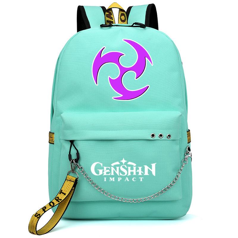 Batoh Anime Genshin Impact Usb Port Školní taška 3D vzor Batoh Student Teenagers Školní kniha Cestovní Laptop Mochilas