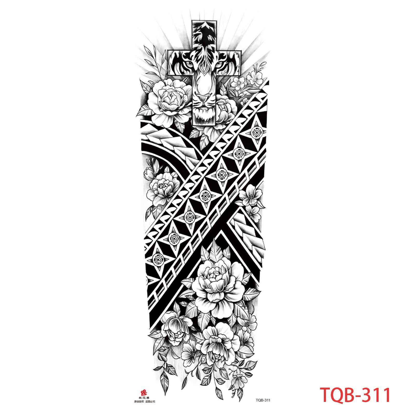 

1 шт. 480*170 мм. Великі тимчасові татуювання на рукаві для чоловіків і жінок. Татуювання на повну руку Selleve. Тимчасове реалістичне підроблене татуювання вовка, тигра, лева TQB-311