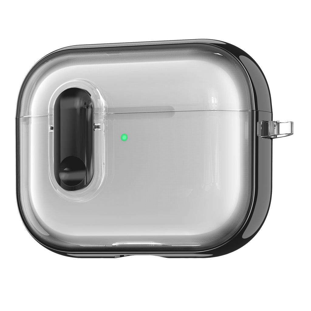 For AirPods Pro 3 Case Clear Electroplated TPU PC Earbuds Cover with Lock Clasp / Carabiner