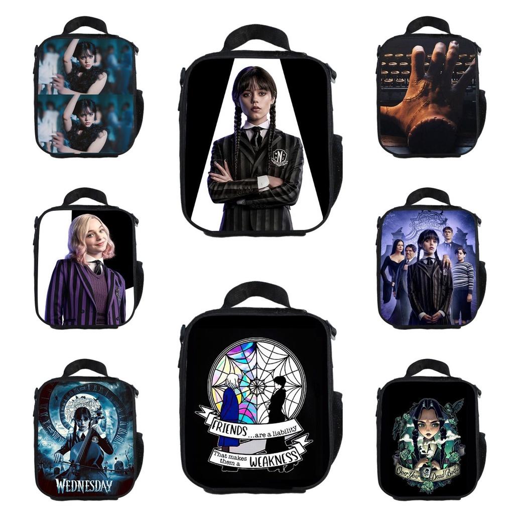 Bolsa de almuerzo aislada del miércoles La Familia Addams Para Niños Estudiantes