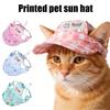 Pet Sun Hat Plaid Cat Baseball Cap with Ear Holes Adjustable Elastic Cord