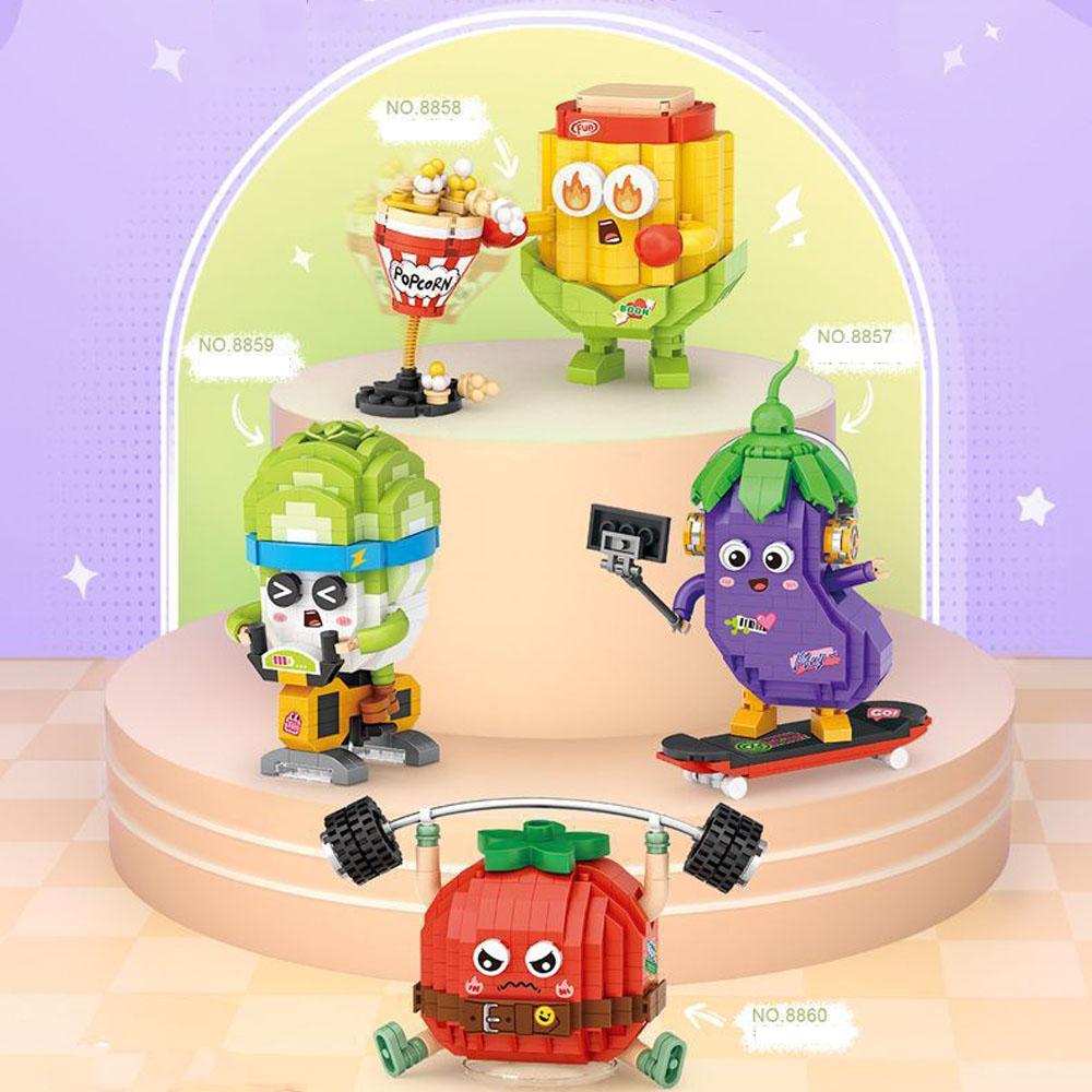 Idea Nanobricks Cartoon Vegetable Micro Diamond Block Eggplant Corn Chinese Cabbage Tomato Building Brick Toy For Kids Gifts