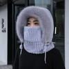 Women Winter Hat Windproof Thick Hood Built In Scarf and Mask Ear Protection Thermal for Outdoor Cycling and Electric Scooter