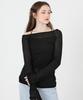 CATTLINE See-Through Back Slit Long Sleeve Knit (Black)