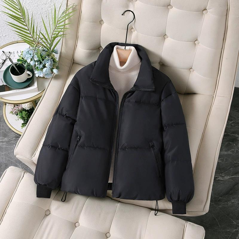 2025 winter thickened down cotton jacket women's short Korean version loose stand-up collar bread jacket cotton jacket fashionable and versatile