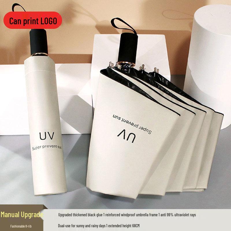 Peptide Silver Titanium Sunscreen Dual-Use Umbrella: Reflective, Sun & Rain Protection, VIP Princess Five-Fold Design.
