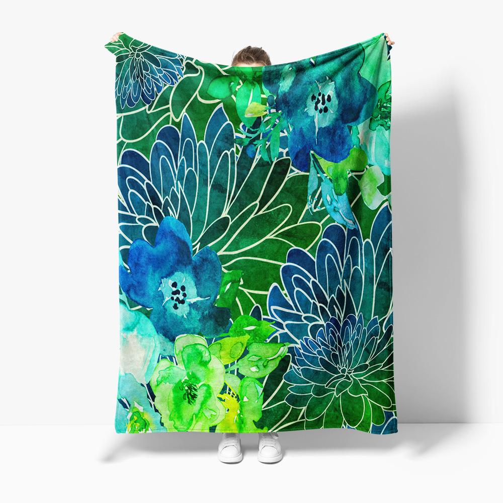 

Watercolor Floral Print Blanket Soft Fleece Throw Blanket for Sofa Bed Living Room Bedroom Decor Gift 130x150cm51x59in