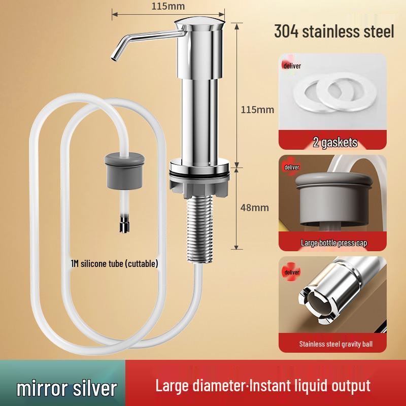 304 Stainless Steel Kitchen Sink Dish Soap Dispenser for Household Detergent