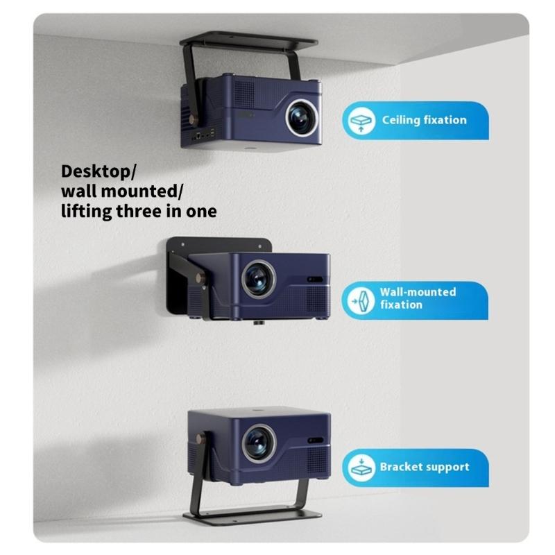 360 Rotating Metal Projector Bracket Double Rod Wall Ceiling Installation 210° Angle Adjustment Multiple Device Support
