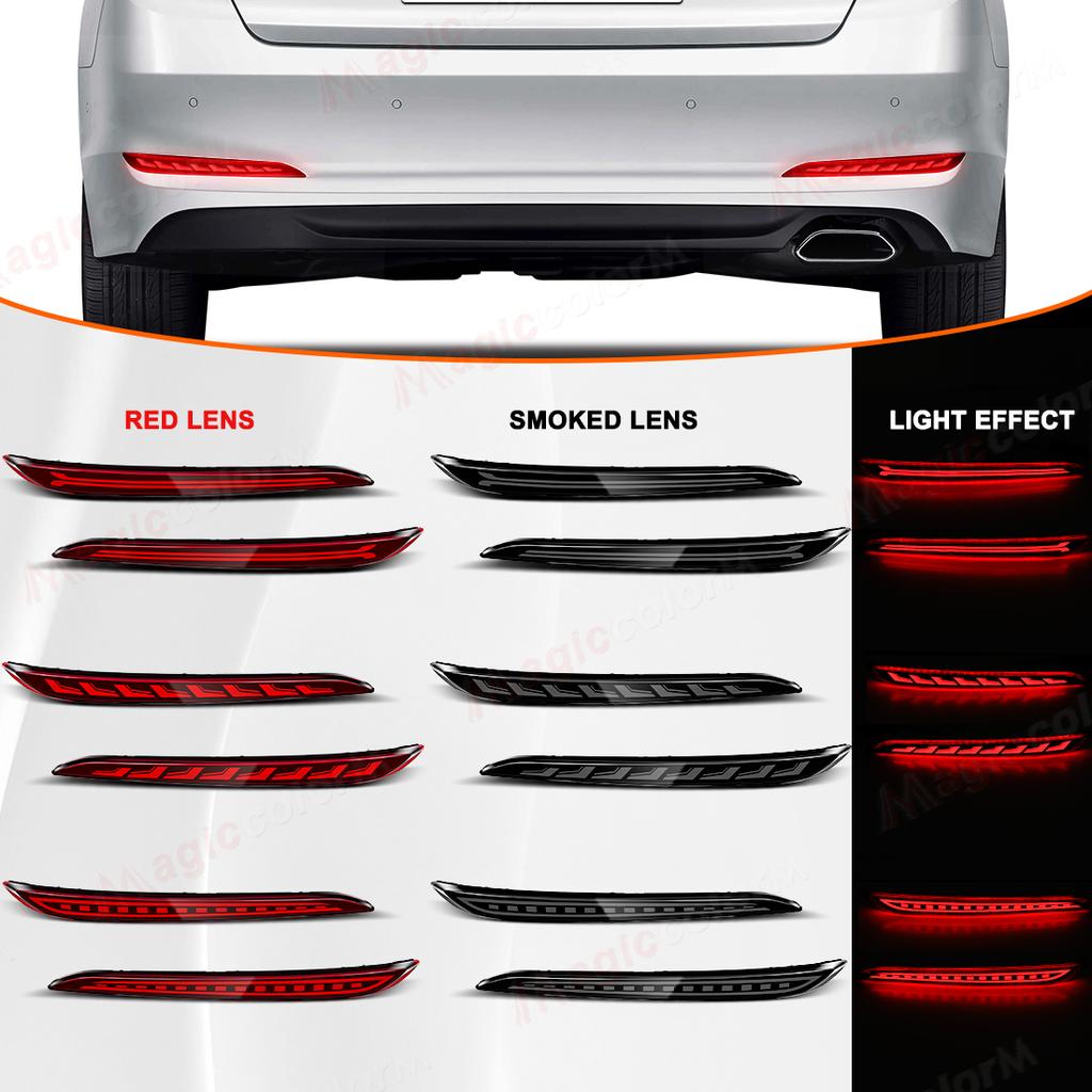 For Hyundai Sonata 2015 2016 2017 LED Rear Bumper Reflectors Running Dynamic Turn Signal Running Brake Lamps Car Accessories 12V