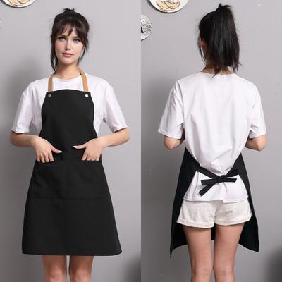 Solid Color Kitchen Apron with Dual Pockets Waterproof Oil-proof Adjustable Breathable Men Women Chef Cooking Baking Bib Apron