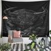 "Charging Black Bull On Black Background" Pattern Wall Hanging Tapestry Decorative Tapestry Home Decor for Bedroom and Living Room