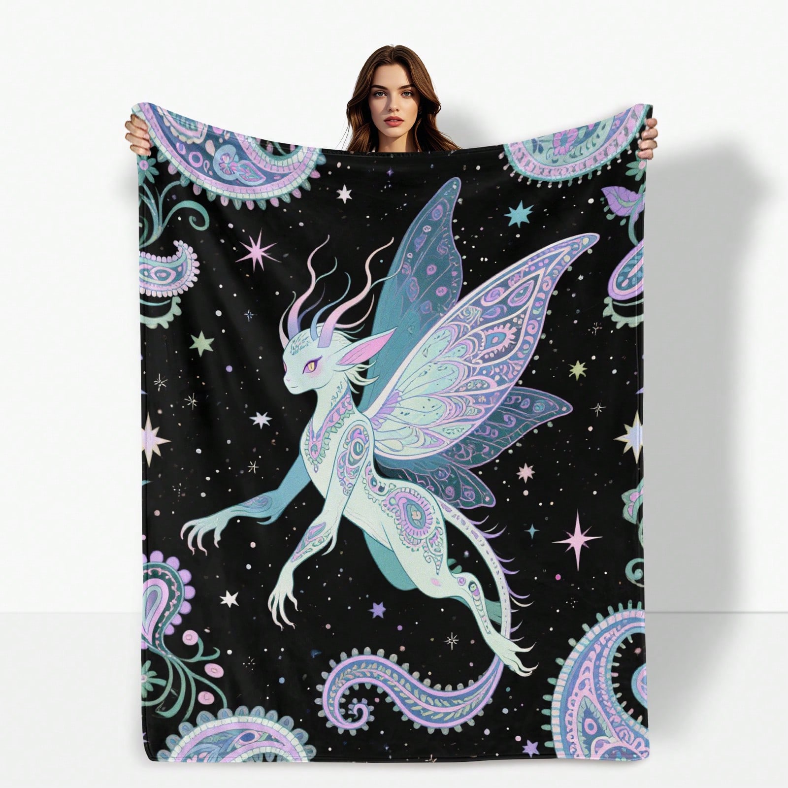 

Animal and Paisley Pattern Flannel printed blanket suitable for all seasons suitable for living room office sofa and travel 75x100cm (30x40inch)