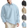 Men's Textured Jacquard Solid-Colour Button-Down Polo Shirt with Collar New Style Long-Sleeved Oversized Sweatshirt