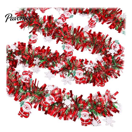 Gift Wrapping Ribbon Christmas Snowflake Tinsel Garland, 200cm Light Blue Purple Foil Wired Ribbons Strip for Tree Staircase Window, Holiday