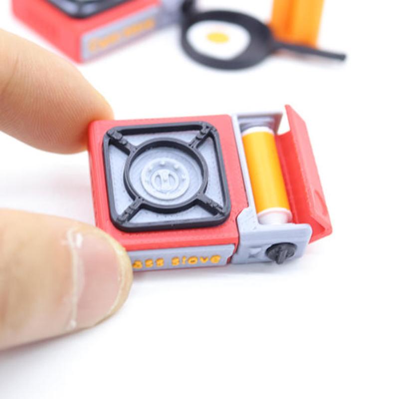 1 sada 1/12 Domeček pro panenky Simulace Miniaturní model plynového vařiče na karty Venkovní kempinkový přenosný plynový vařič Nádobí Scéna Dekorace Příslušenství pro panenky