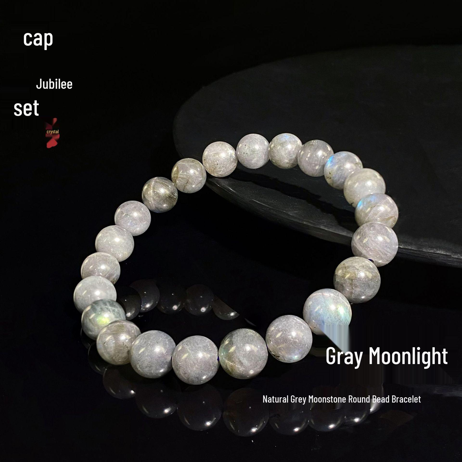 

Браслет Jing Xi Ji з натурального сірого місячного каменю та лабрадориту з синіми світловими намистинами 7mm