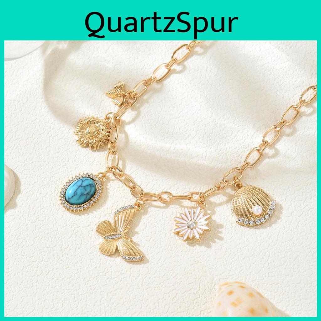 Floraler Schmuck Halskette Mit Sonnenblumen Anhänger Für Damen Sommer