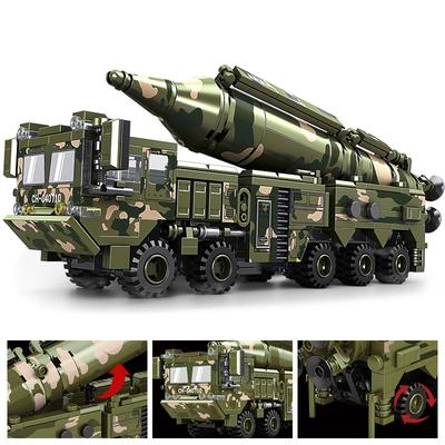 Stavebnice vojenského vozidla s raketou II. světová válka Vojenský náklaďák Stavebnice tanků Model raketometu Hračky pro kluky Hračky pro děti