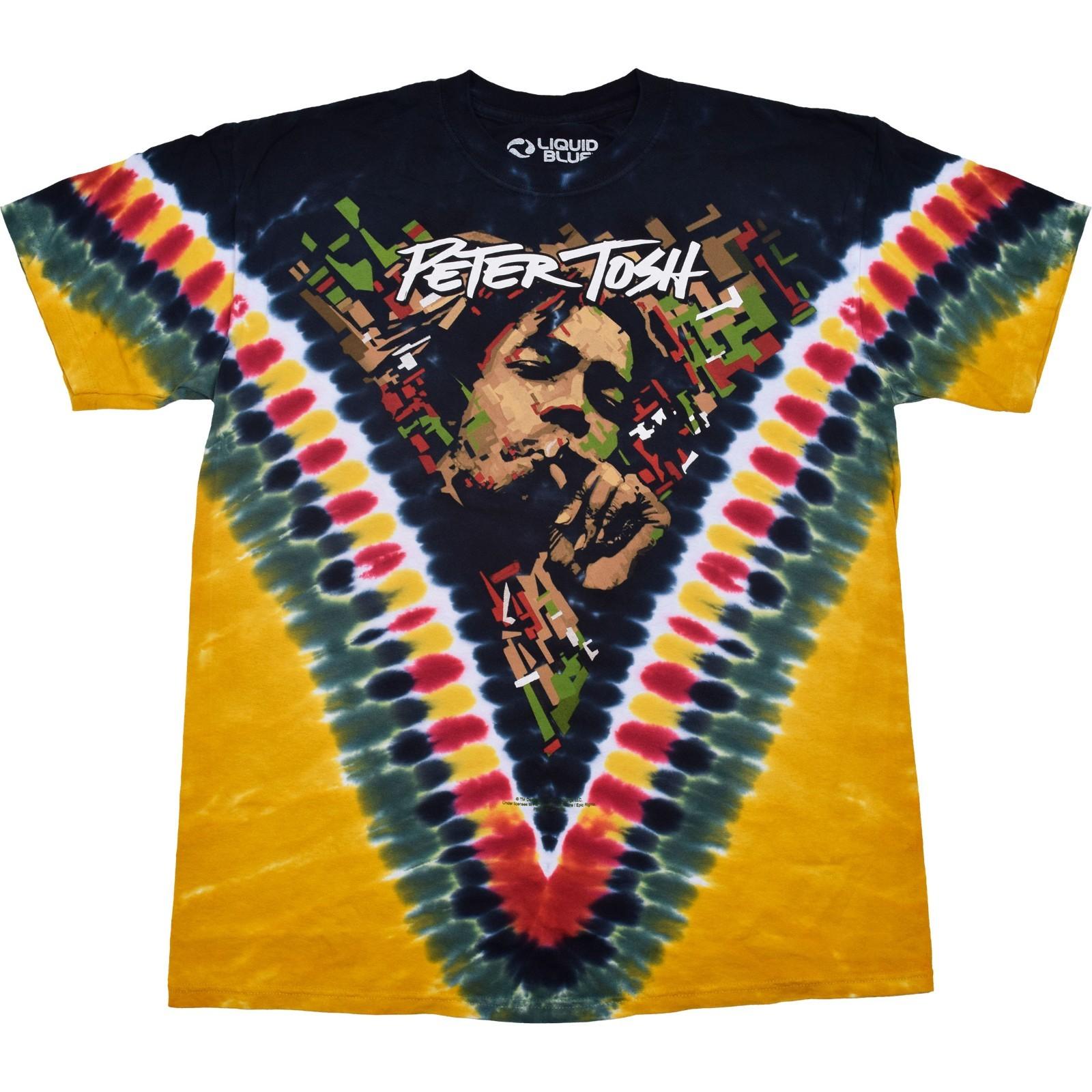 Peter Tosh Smoking T-shirt - Rasta V Tie Dye Liquid Blue Brand New Tee XL