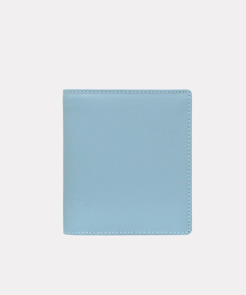 Matt Mini Cowhide Combination Keyring Wallet Sky Blue + Cream