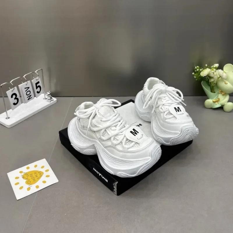 Fashion 2025 Mesh Women's Vulcanize Shoes Outdoor Breathable Casual Women Sneakers Solid Lace-Up Light Platform Ladies Casual Sneakers
